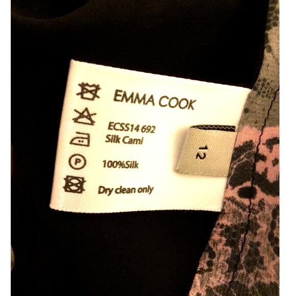 Emma Cook Green Pink Black Silk Camisole Sz 12 - Picture 3 of 6